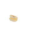 18kt Yellow Gold Baguette and Round Brilliant Cut Diamond Ridged Taper Ring