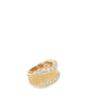 18kt Yellow Gold Baguette and Round Brilliant Cut Diamond Ridged Taper Ring