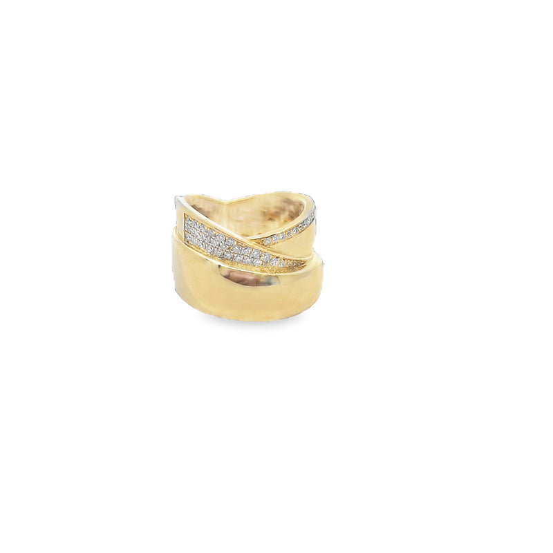 18kt Yellow Gold Double Taper Pave Diamond Ring
