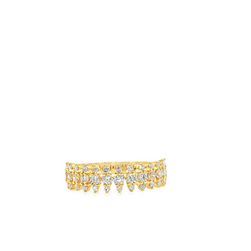 14kt Yellow Gold 3 Row Diamond Spike Ring