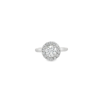 18kt White Gold Halo Diamond Engagment Ring