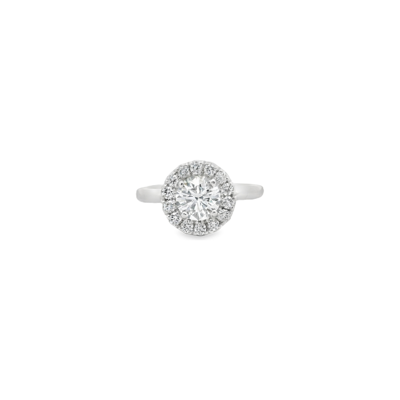 18kt White Gold Halo Diamond Engagment Ring