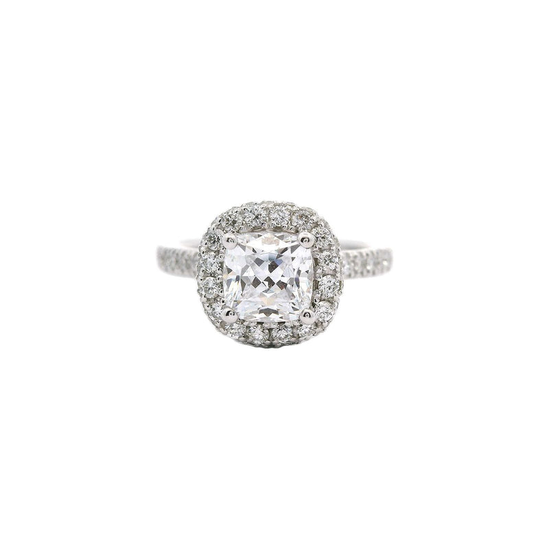 1.00ct White Gold Double facing Cushion Cut Halo Engagement Ring