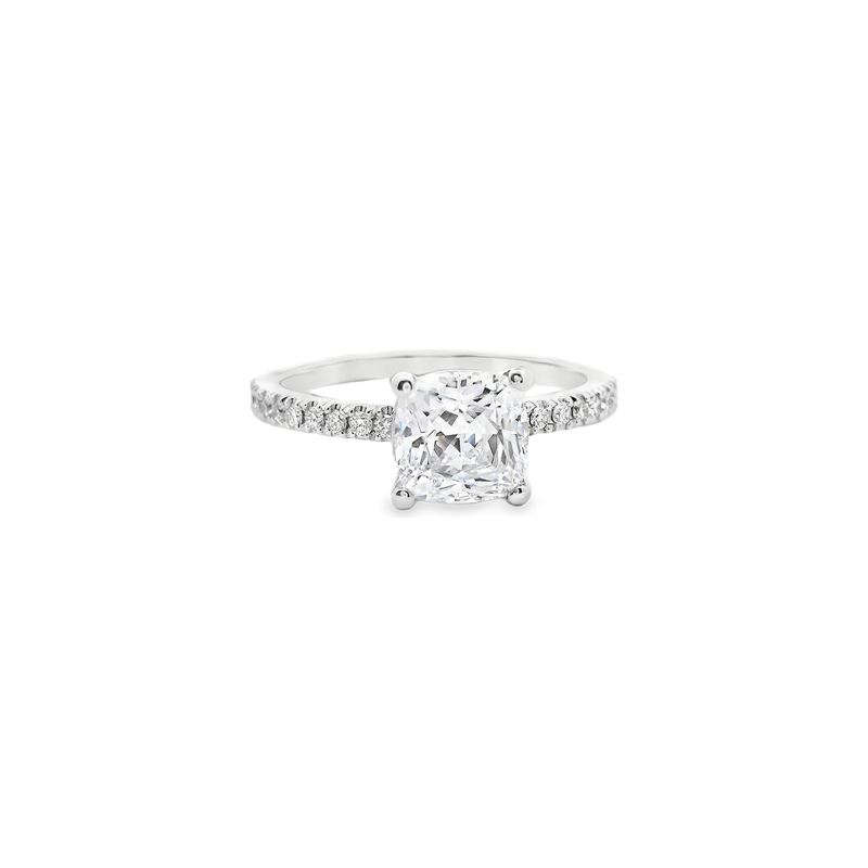 18kt White Gold Cubic Zirconia Cushion Cut Engagment Ring