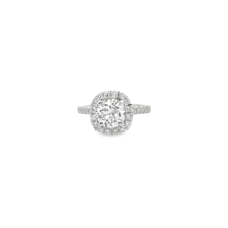 18kt White Gold 1.23ct Round Square Halo Diamond Engagment Ring