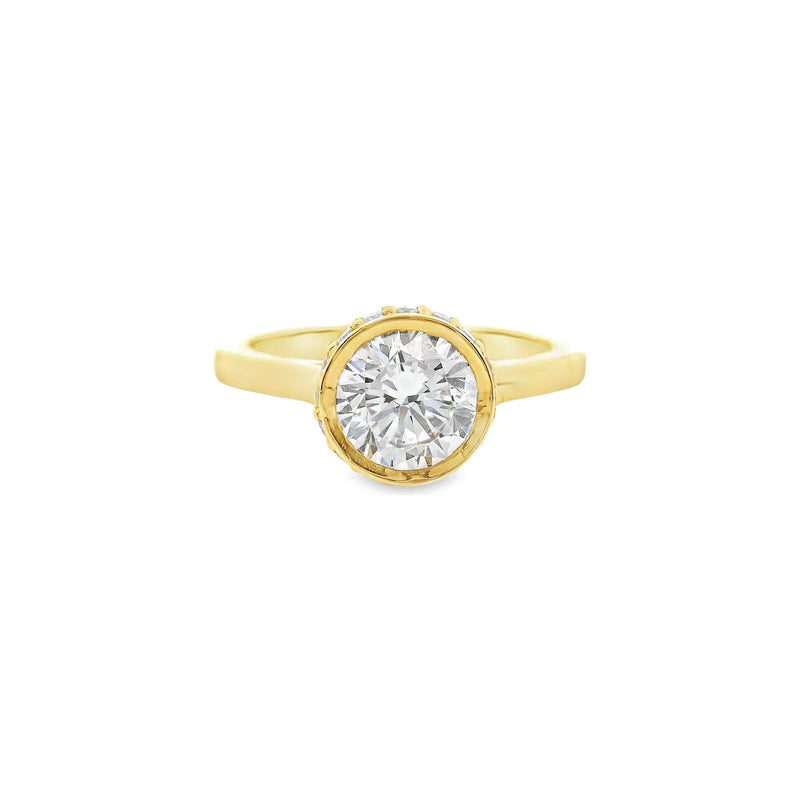 18kt Yellow Gold Bezel Cubic Zicronia Engagement Ring