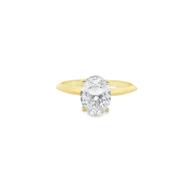 18kt Yellow Gold Oval Cubic Zicronia Engagement Ring