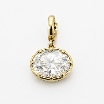 14kt Yellow Gold Lab-Grown Diamond Oval Bezel Claw East/West Claw Pendant