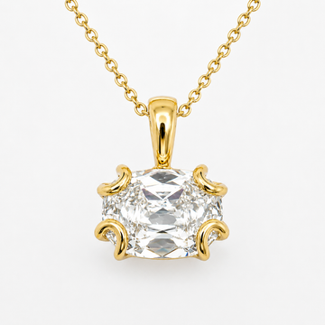 14kt Yellow Gold Lab-Grown Diamond Modified Cushion Cut Open Claw Pendant