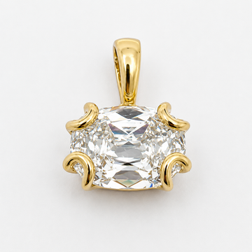 14kt Yellow Gold Lab-Grown Diamond Modified Cushion Cut Open Claw Pendant