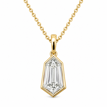 14kt Yellow Gold Lab-Grown Shield Cut Diamond Bezel Pendant