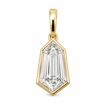 14kt Yellow Gold Lab-Grown Shield Cut Diamond Bezel Pendant