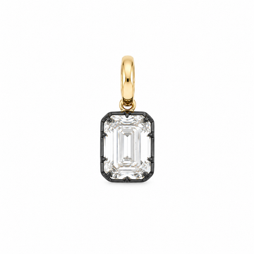 14kt Yellow Gold Black Rhodium Micro Claw Lab Emerald