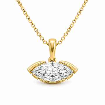 14kt Yellow Gold Lab-Grown Marquise Diamond East/West Taper Bezel Pendant