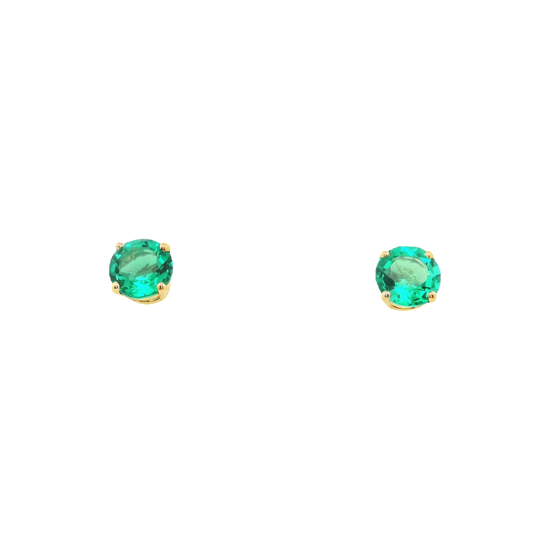 14kt Yellow Gold Re-Crystalized Emerald Studs Earrings