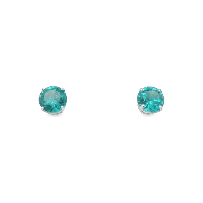 14kt White Gold Re-Crystalized Pariba Studs Earrings