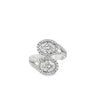 18kt White Gold Double Twist with Halo Lab Grown Oval Ring