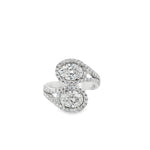 18kt White Gold Double Twist with Halo Lab Grown Oval Ring