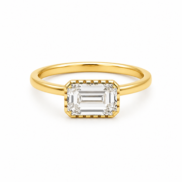 14kt Yellow Gold East-West Emerald Cut Lab-Grown Diamond Engagement Ring
