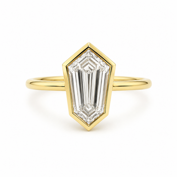 14kt Yellow Gold Shield-Cut Lab-Grown Diamond Bezel Ring