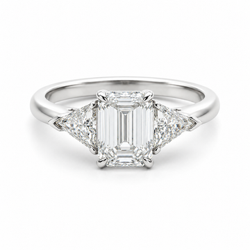 14kt White Gold Three-Stone Emerald-Cut Lab-Grown Diamond Ring