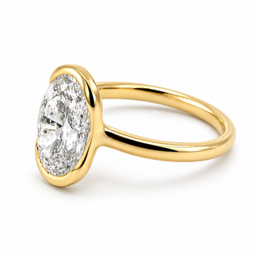 14kt Yellow Gold Half Bezel Oval Lab-Grown Diamond Ring