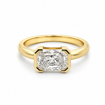 14kt Yellow Gold Half Bezel Radiant Cut Lab-Grown Diamond Ring