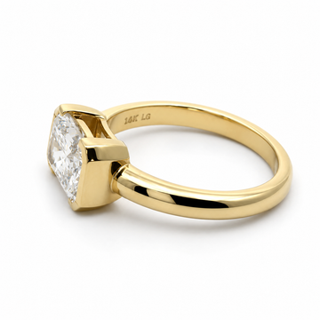 14kt Yellow Gold Half Bezel Radiant Cut Lab-Grown Diamond Ring