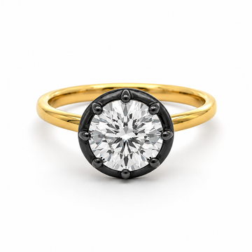 14kt Yellow Gold Black Rhodium Claw Bezel Round Lab-Grown Diamond Ring