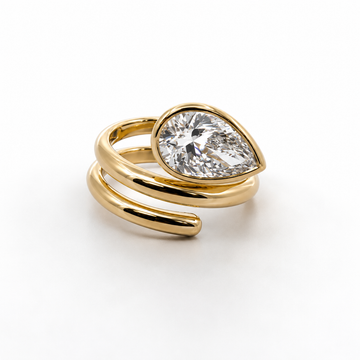 14kt Yellow Gold Double Wrap Bezel Pear Shape Lab-Grown Diamond Ring