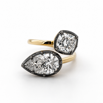 14K Yellow Gold Black Rhodium Toi et Moi Lab-Grown Diamond Ring