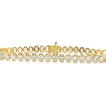 14kt Yellow Gold Lab Grown Diamond Oval Shape Bezel Set Tennis Bracelet