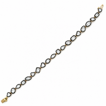 14kt Yellow Gold Multi-Shape Lab-Grown Diamond Black Bezel Bracelet