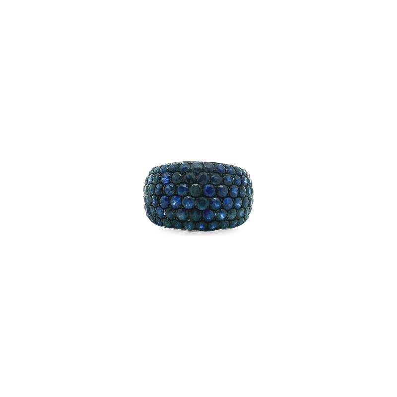 18kt White Gold 6 Row Dome Taper Blue Sapphire Ring