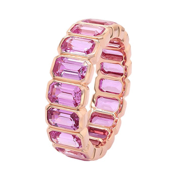18kt Pink Gold Emerald Cut Pink Sapphire Eternity Band