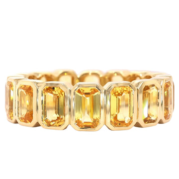 18kt Yellow Gold Emerald Cut Yellow Sapphire Eternity Band