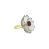 14kt Yellow Gold Tourmaline Carved Green Amethyst Diamond Ring