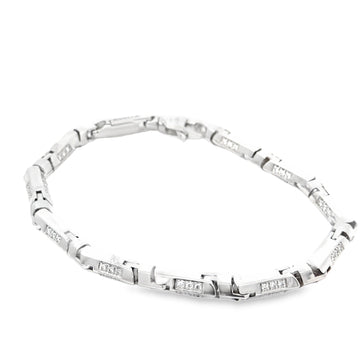 18kt White Gold Cylinder Diamond 9 Inch Link Bracelet