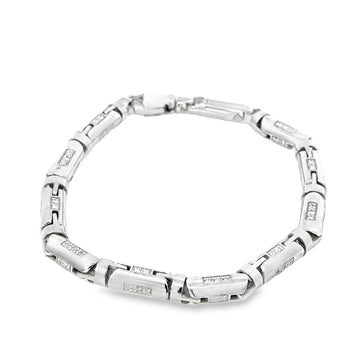 18kt White Gold Cylinder Diamond Link Bracelet