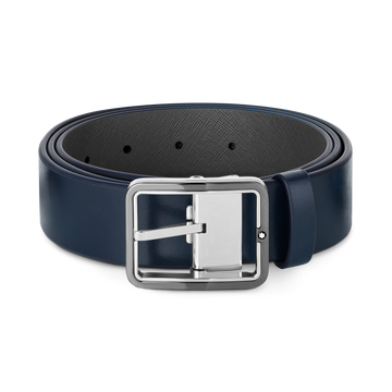 Montblanc Blue/grey 35 mm reversible leather belt