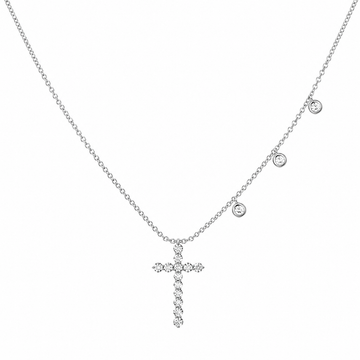 14kt White Gold Diamond Cross Dangle Bezel