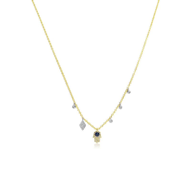 14kt Yellow Gold Dainty Hamsa Necklace