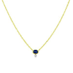 14kt Yellow Gold Blue Sapphire and Diamond Bezel Necklace