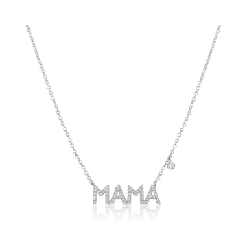 14kt White Gold Diamond Uppercase Mama Necklace
