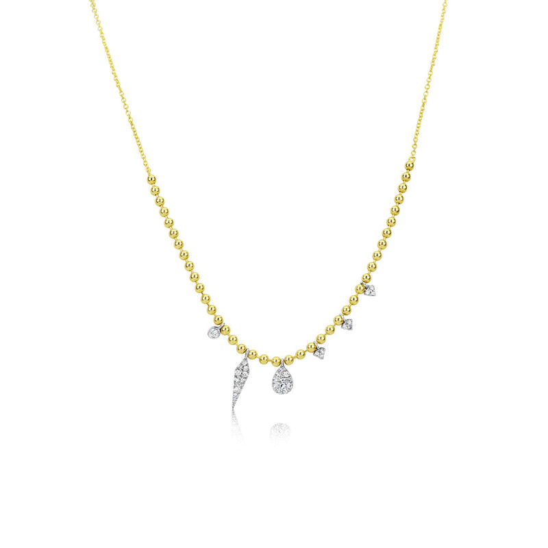 14kt Yellow Gold Ball Chain Charm Necklace