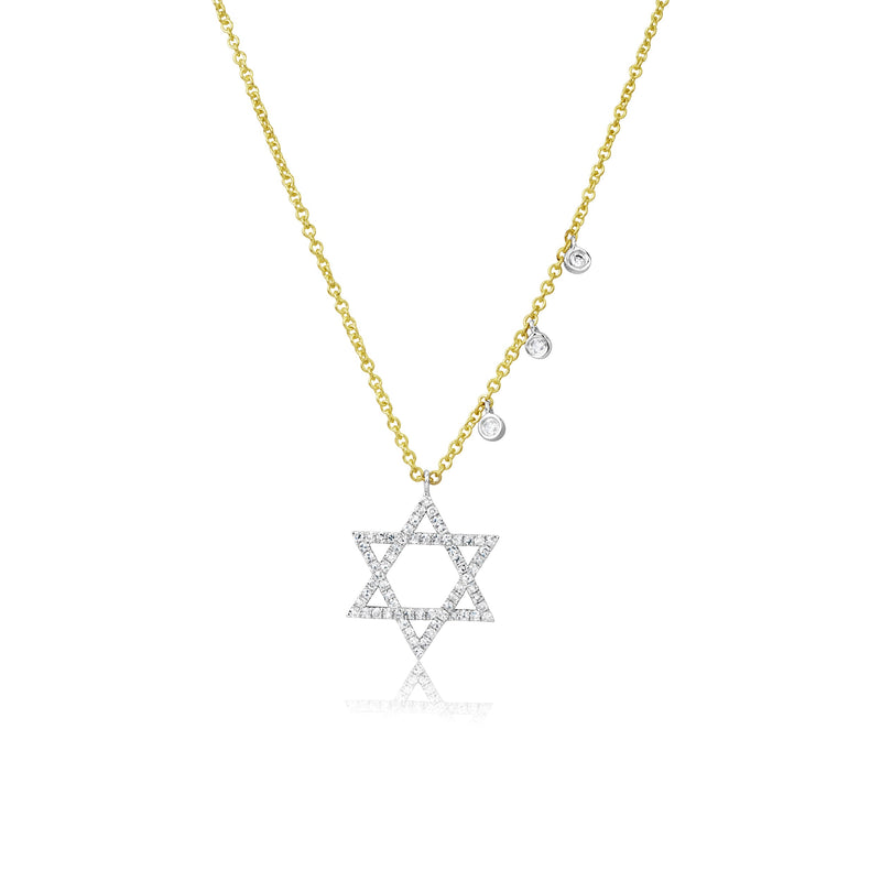 14kt Yellow Gold Diamond Jewish Star Necklace