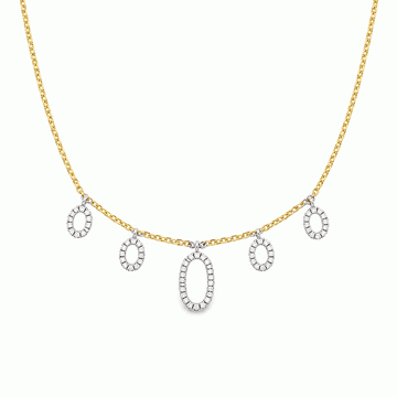14kt Yellow Gold Dangling Diamond Oval Charms