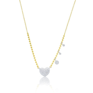 14kt Yellow Gold Pave Diamond Heart Necklace