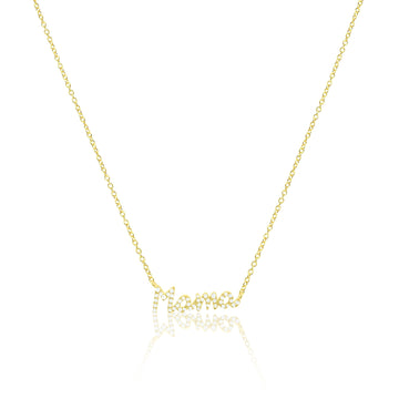 14kt Yellow Gold Diamond Lowercase Mama Necklace
