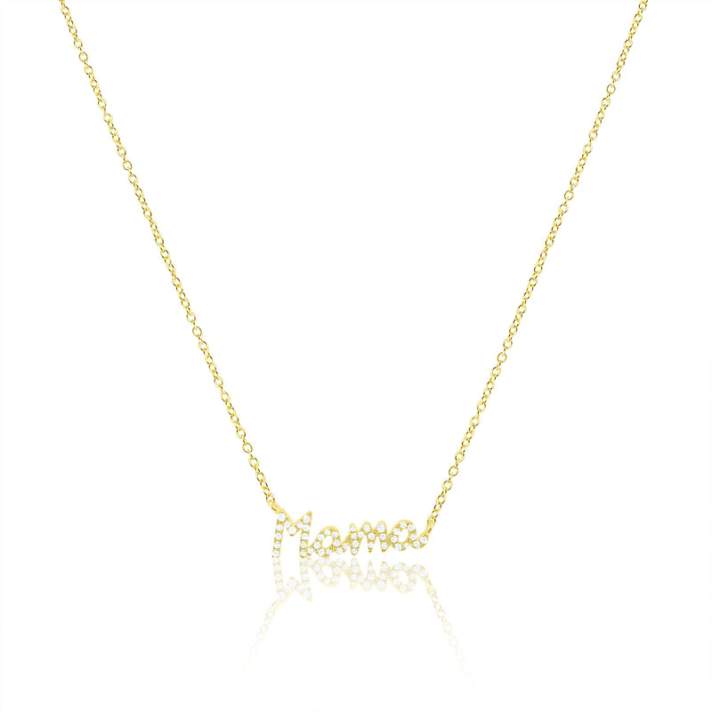 14kt Yellow Gold Diamond Lowercase Mama Necklace